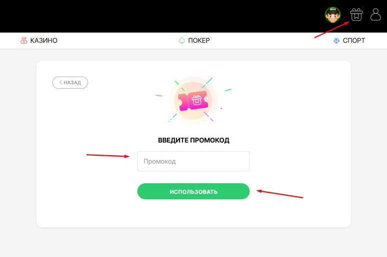 Ввод промокода